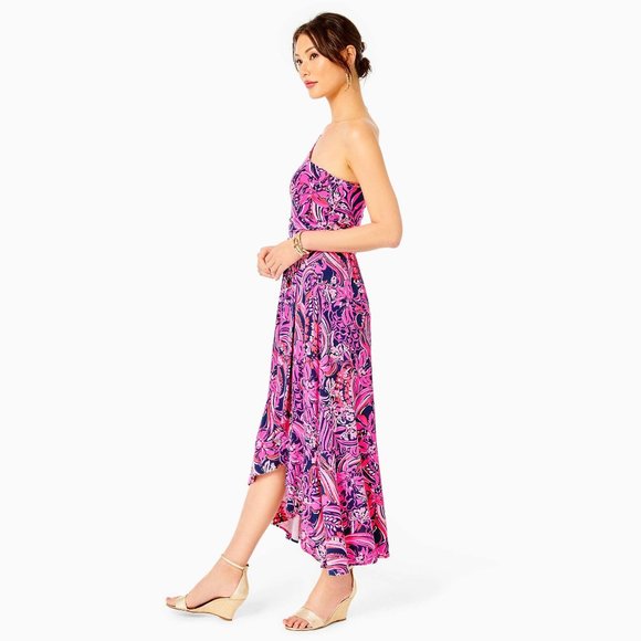 ✨2x HP✨Lilly Pulitzer Monico One-Shoulder Midi Dress NWT - Picture 3 of 11